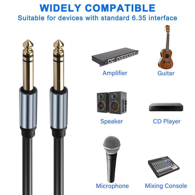 1/4 inch TRS Stereo Cable 6.35mm Male to 6.35mm Male TRS Stereo Audio Cable 0.98FT 1/4" Instrument Stereo Aux Jack Adapter Cable for Guitar Bass Amplifier 2pcs