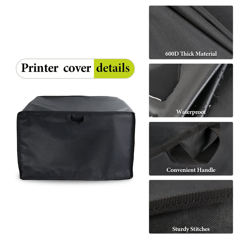 TwoPone Printer Dust Cover for HP/Epson/Canon/Brother Wireless Printers, 20x16x12 Inch Universal Case Protector for Printers, 600D Waterproof Black Printer Covers 20"L x 16"W x 12"H