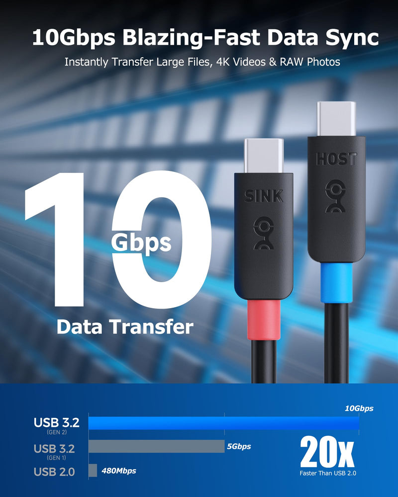 Cable Matters Unidirectional 10Gbps Active USB C Cable, 10ft / 3m | [4K@60Hz Video, 60W Charging, 10Gbps Data Transfer] for Apple Vision Pro, Meta Quest 3, VR Headsets, Portable Monitors 10 ft