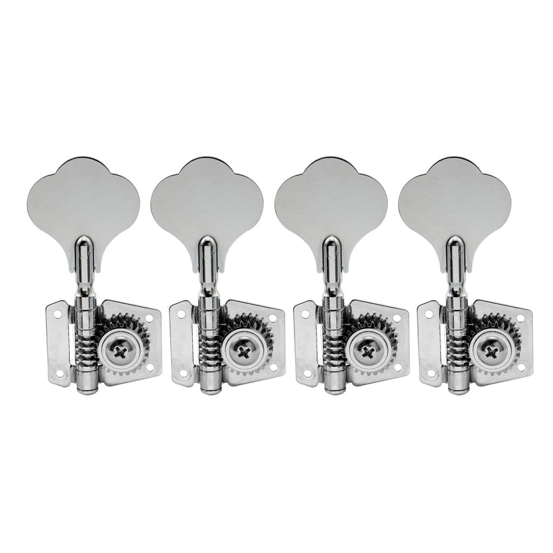 [AUSTRALIA] - Musiclily Basic 4-in-line 24:1 Ratio Open Gear Machine Heads Tuners Tuning Pegs Keys with Clover Button for Electric Bass, Chrome 4R Chrome 