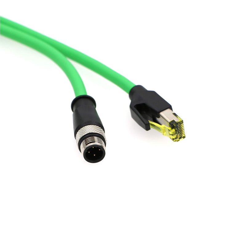 D-Code Cable M12 4 Pin Male to RJ45 Male Cat5e High Flexible Waterproof Ethernet Shielded Cable Industrial for Industrial Camera 33Ft/10M 10M