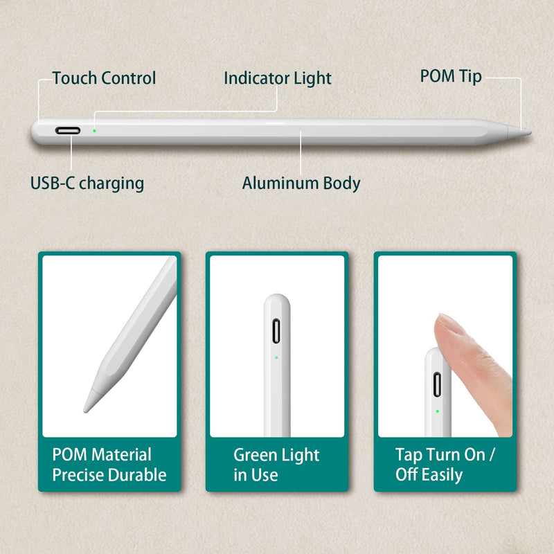 Uogic 2 Pack iPad Pen Stylus Apple Pen with Handy Bluetooth Shortcut, Tilt, Magnetic, iPad Pencil Compatible with (2018-2022) Apple iPad Pro 11/12.9", iPad 6/7/8/9, iPad Mini 5/6, iPad Air 3/4/5 White&Black