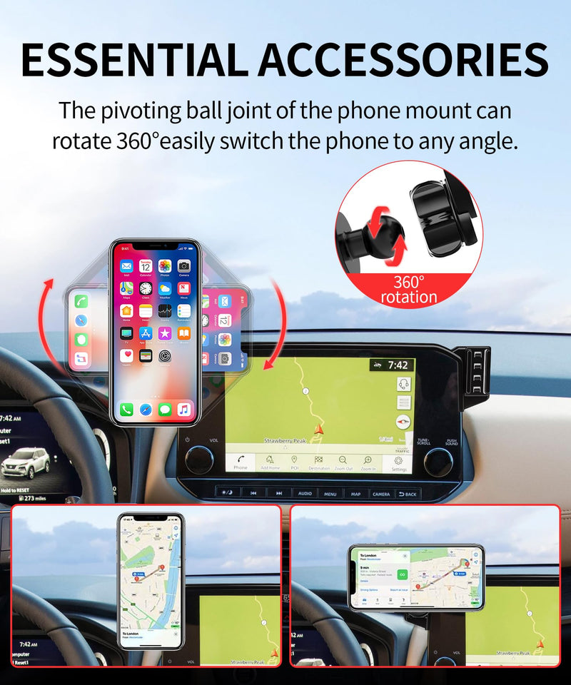 Car Phone Holder for Nissan Rogue 2021-2023 Magsafe Accessories, 9" Screen | Magnetic Cell Phone Mount Clip Compatible with iPhone, 3D fit Stable Dashboard GPS Navigation Bracket Cradle 360° Rotation