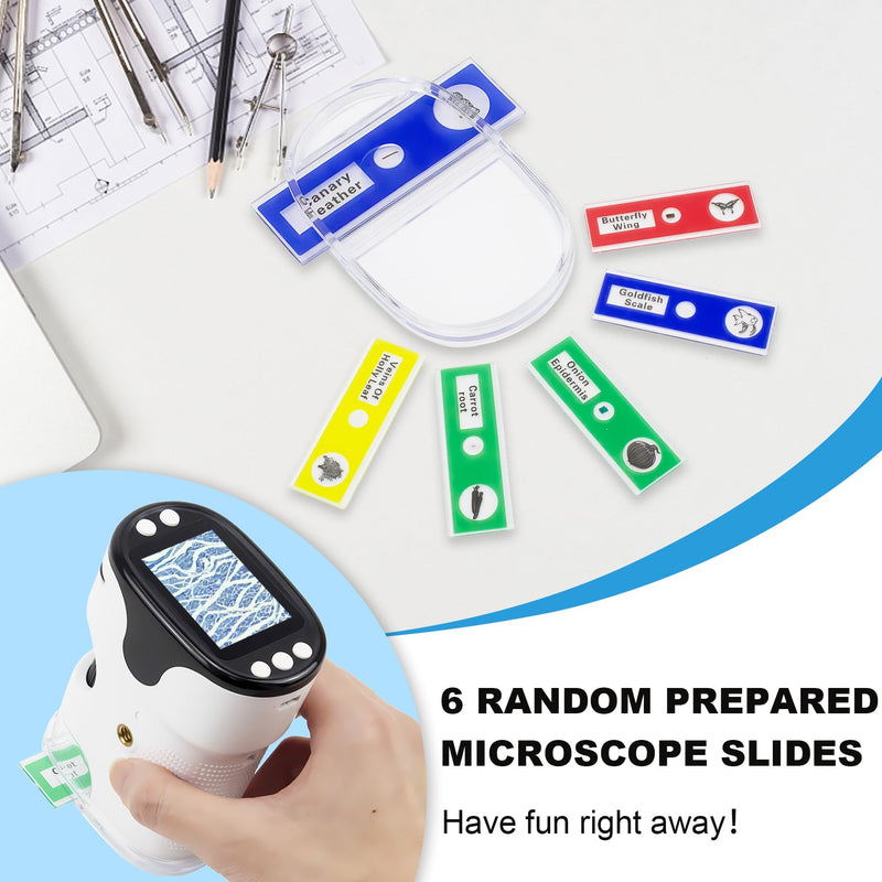 [AUSTRALIA] - 1000X Handheld Digital Microscope for Kids 2'' HD Screen 4K Rechargeable Mini Pocket Microscope with Slide Kit, Microscope Stand, 32G SD Card for Education Gift Age 4-6 8-12 Children 