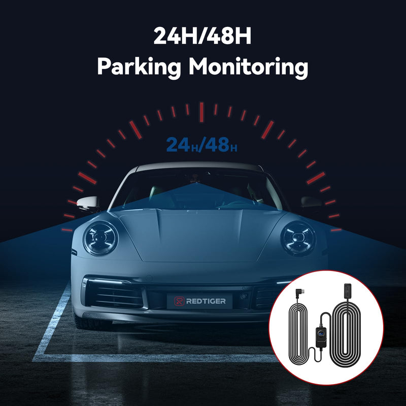 REDTIGER Dash Cam OBD Hardwire Kit with USB C Port,12V-24V to 5V, Low Voltage Protection for 24H Parking Mode,Suitable Series Dash Cam