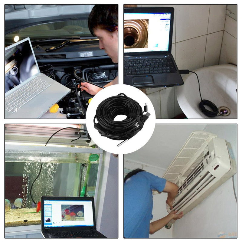 3 in 1 USB Endoscope, Inspection Camera Endoscope, 20 Metres, 5.5 mm, 720p Megapixel, HD IP67 Waterproof Snake Camera, 6 Adjustable LED Light for Pipe Car Inspection for Smartphone