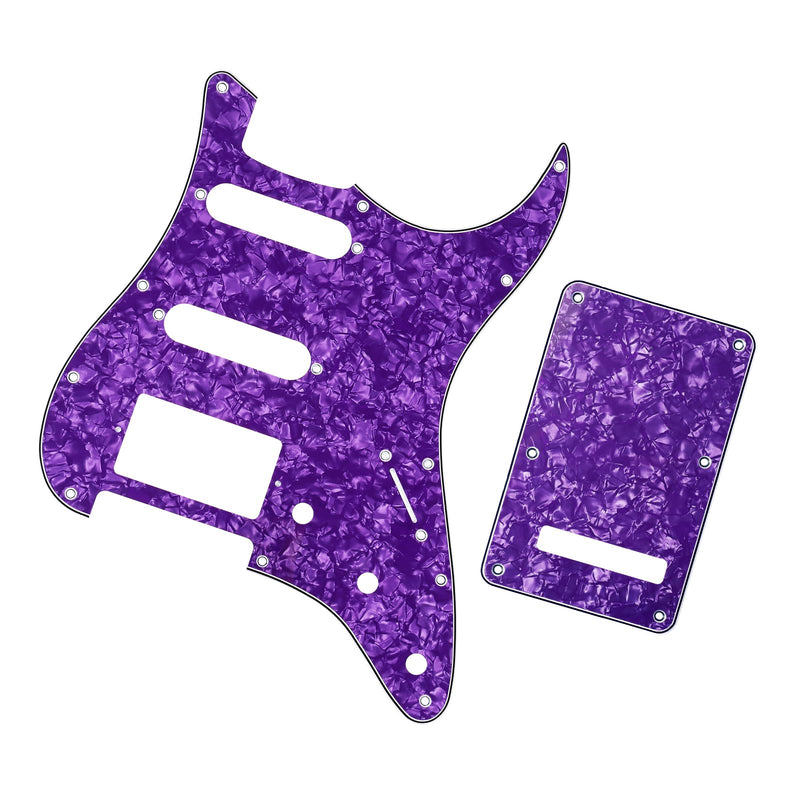 [AUSTRALIA] - Banworks 4Ply Strat HSS Pickguard 11-Hole SSH Pickguard Scratch Plate with Backplate 6-Hole Trem Tremolo Cover Set for USA/Mexican Modern Style Standard Stratocaster ST JT/HB-09 Purple Pearl 