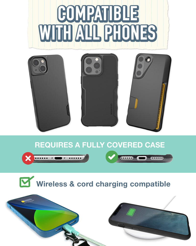 Smartish Phone Lanyard - Case Clinger - Universal iPhone Holder with Detachable Crossbody Shoulder Neck Strap - Adjustable Black Rope Rope Strap