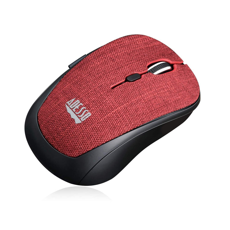 Adesso iMouse S80R 2.4Ghz Fabric Wireless Red Fabric Mini Optical Mouse, 5-Button, Red