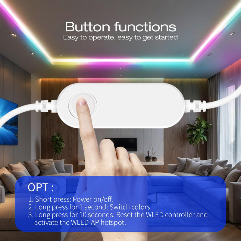 GLEDOPTO WLED ESP32 Mini LED Strip Controller DC12-24V RGB IC Digital with Mic Sound Mode Dynamic Lighting DIY for WS2811 WS2812 WS2812b SK6812 WS2815 Addressable FCOB LED Strip