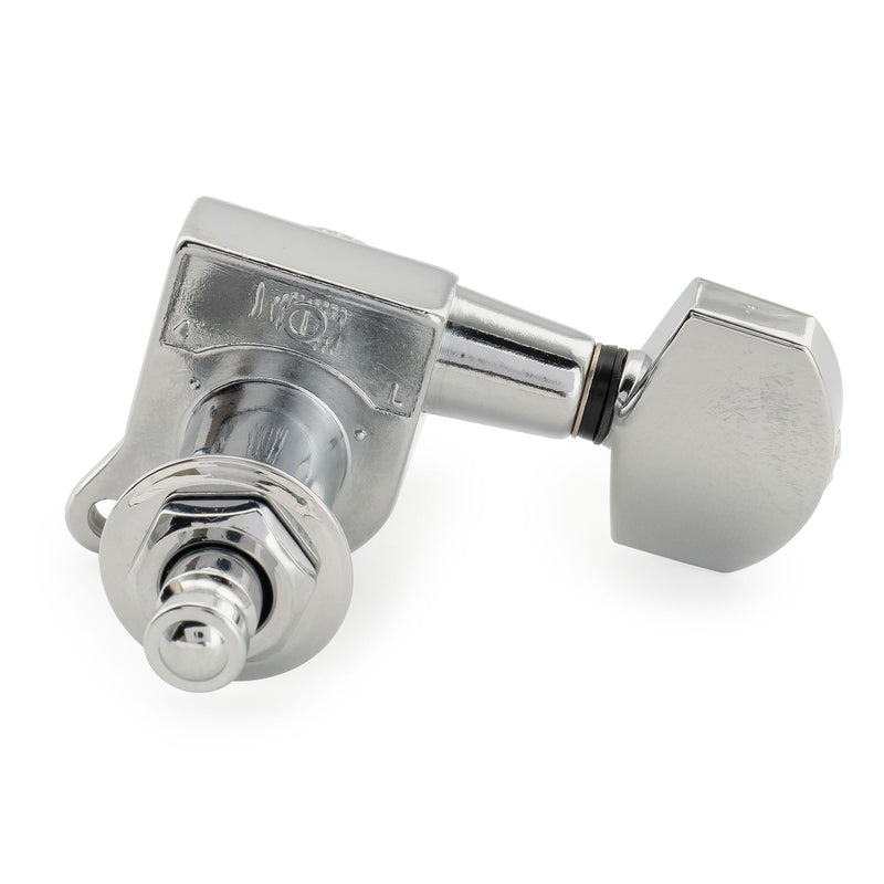 [AUSTRALIA] - Musiclily Pro Left-Handed 6-in-line 18:1 Ratio Full Sealed Locking Machine Heads Tuners Tuning Pegs Keys with Hex Button 45 Degree Screw for Strat Tele Style Electric Guitar, Chrome 6L Chrome 