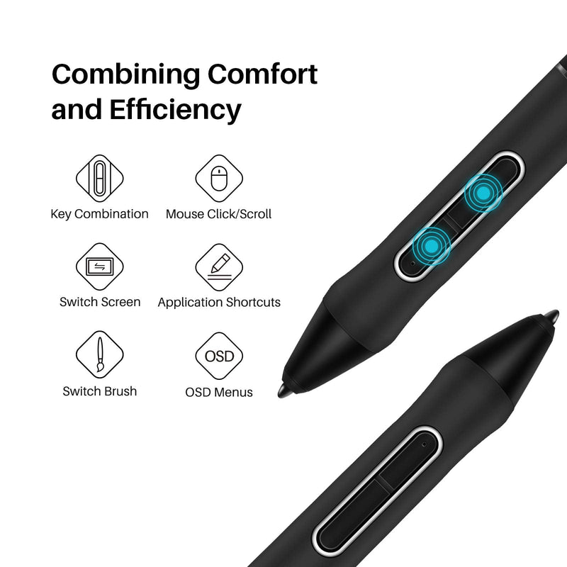 HUION Battery-Free Stylus PW517 with 2 Programmable Hot Keys, PenTech 3.0 | Compatible with Kamvas 12/13/16 (2021), Kamvas 22/24 Series, Kamvas Pro 13/16 (2.5K), Kamvas Pro 24 (4K), etc.