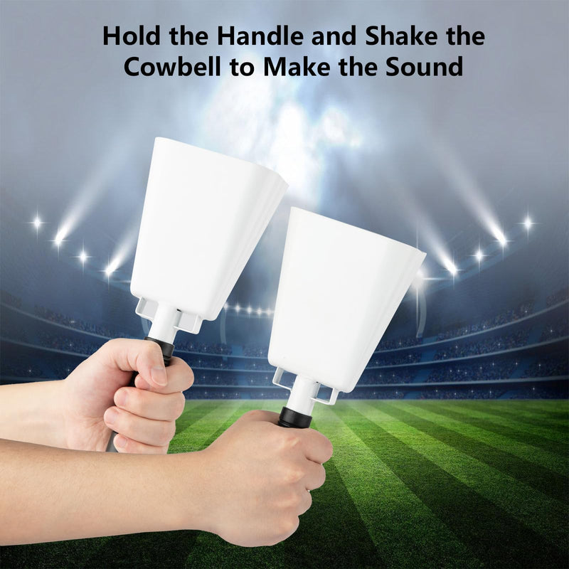Steel Cowbell with Handle 8 Inch Cow Bells Noise Makers, 2 Pack Large Cowbells for Sporting Events, Hand Percussion Cowbells Cheering Bell for Football Game Party Concert Graduation School (White) White