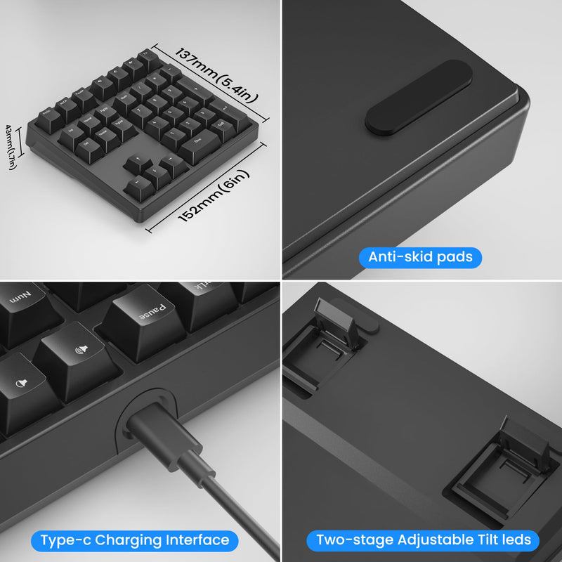 Gurjot Mechanical USB Wired Numeric Keypad, Black | Color Backlit, 21 Key Numpad, For Laptop Desktop Computer PC