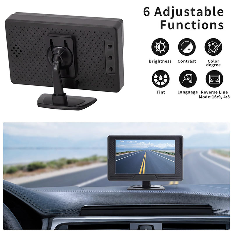 Car Backup Camera Monitor System Rear View Reverse Camera | Night Vision with DIY Guide Lines, Waterproof Reversing Cam for Cars Truck Off-Road SUV Van Jeep UTV 4.3 Inch Wired