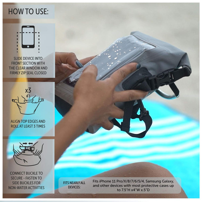 geckobrands Waterproof Phone Tote Dry Bag Waterproof Case, Neon Green - Works with Samsung Galaxy, iPhone, Google Bright Green