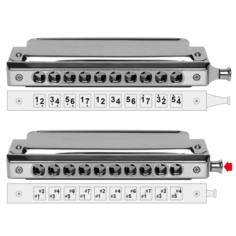 [AUSTRALIA] - Chromatic Harmonica Key of C 10 Hole 40 Tone with Case for Professional Player Adult Beginner Students, Excellent Gift for Music Fan - Silver Best Music Gift 