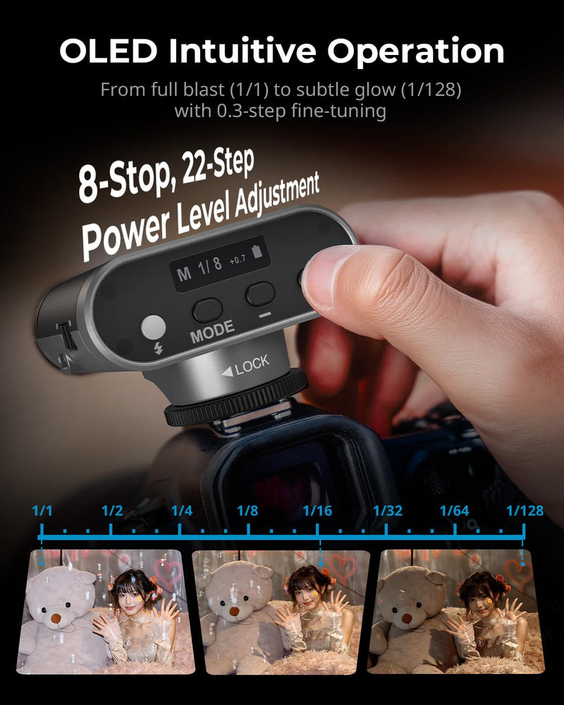 SmallRig RS20 Mini Portable Camera Flash for Sony for Canon for Nikon | GN12 Speedlight, 2000mAh, OLED Screen, 500 Full-Power Flashes/1.8s Recycle/6500K, A/M Mode 8-Level 1/1-1/128 -(Silver) 5818 Silver