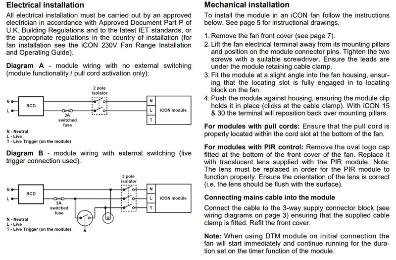 Airflow DTM iCON Plug-in Timer & Delay Start Module for 240V Fan Timer/Delay Start