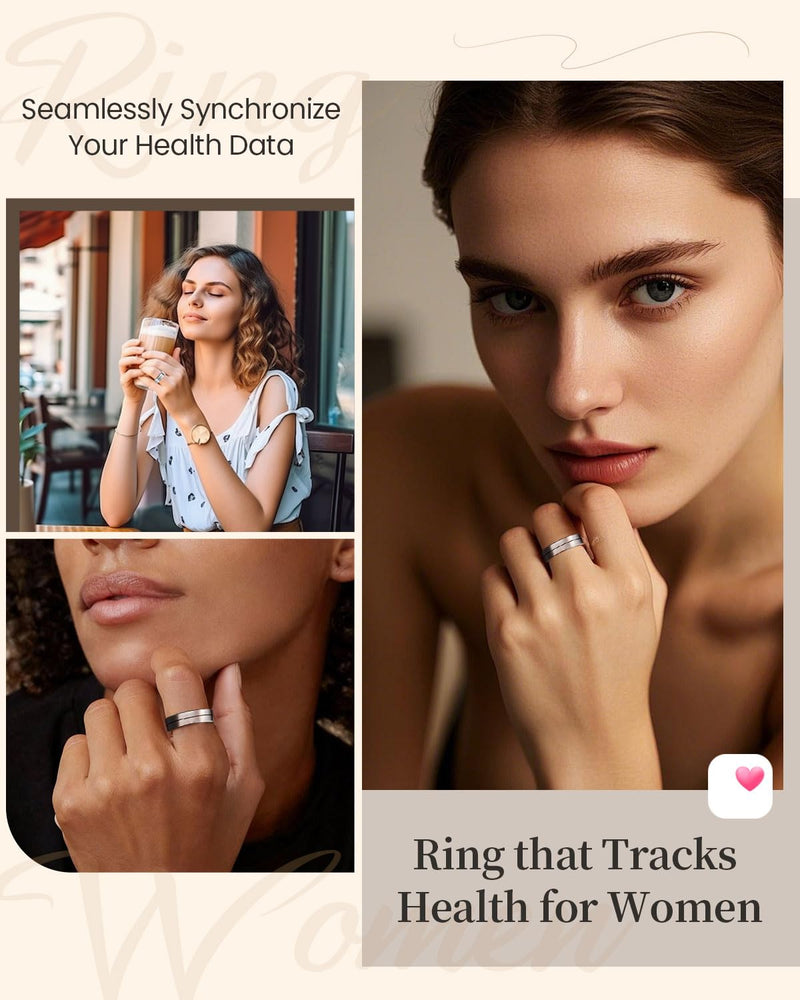Fvtga Smart Ring for Women Men, Health Tracker with Digital Charging Case, 24/7 Heart Rate SpO2 Sleep Stress Monitoring, IP68 Waterproof Fitness Ring, No Subscription Fee, iOS Android(Silver, 11) Silver