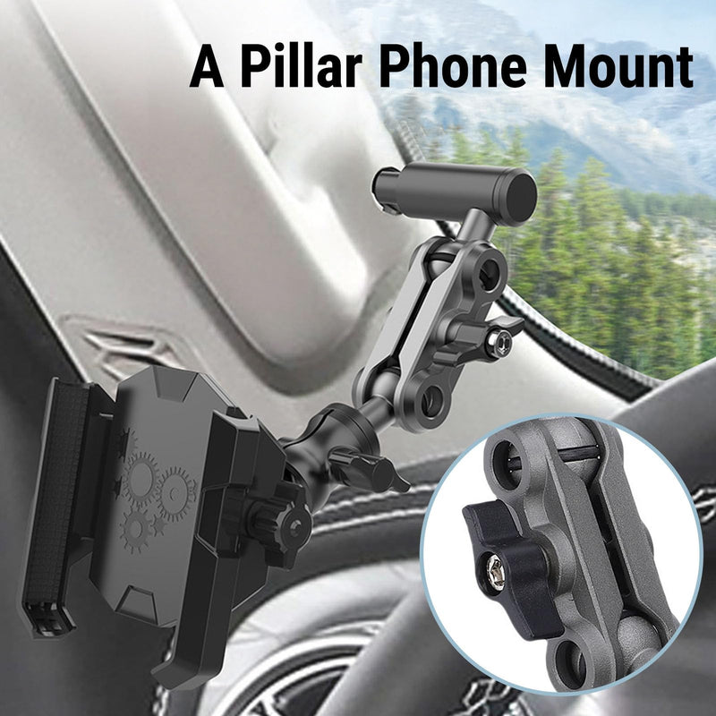 Car Grab Handle Phone Holder, Metal Universal A Pillar Mount for All Smartphones 360 Rotation (A Pillar Phone Mount)
