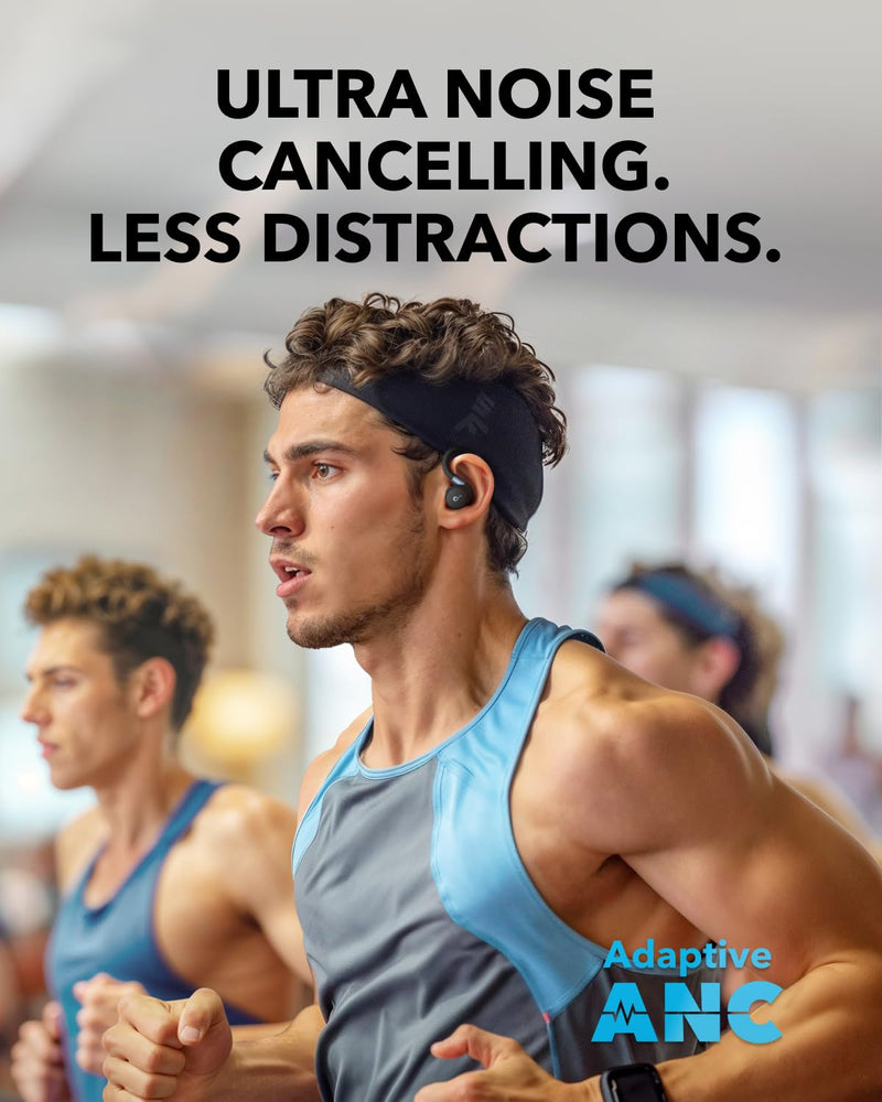 Soundcore Sport X20 by Anker Noise Cancelling Workout Earbuds, Ear Hooks | Rotatable and Extendable Ear Hooks, Deep Bass, IP68 Waterproof, Sweatproof, Dustproof, 48H Playtime, Sport Earbuds for Gym Black Standard Classic