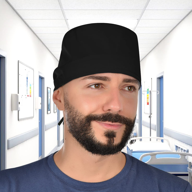 [AUSTRALIA] - B-well Surgical Hood Fabric Surgical Caps Fabric Nurse Accessories for Doctors, Nurses, Dentists, Pharmacists, Vets, Medical Personnel, Black 