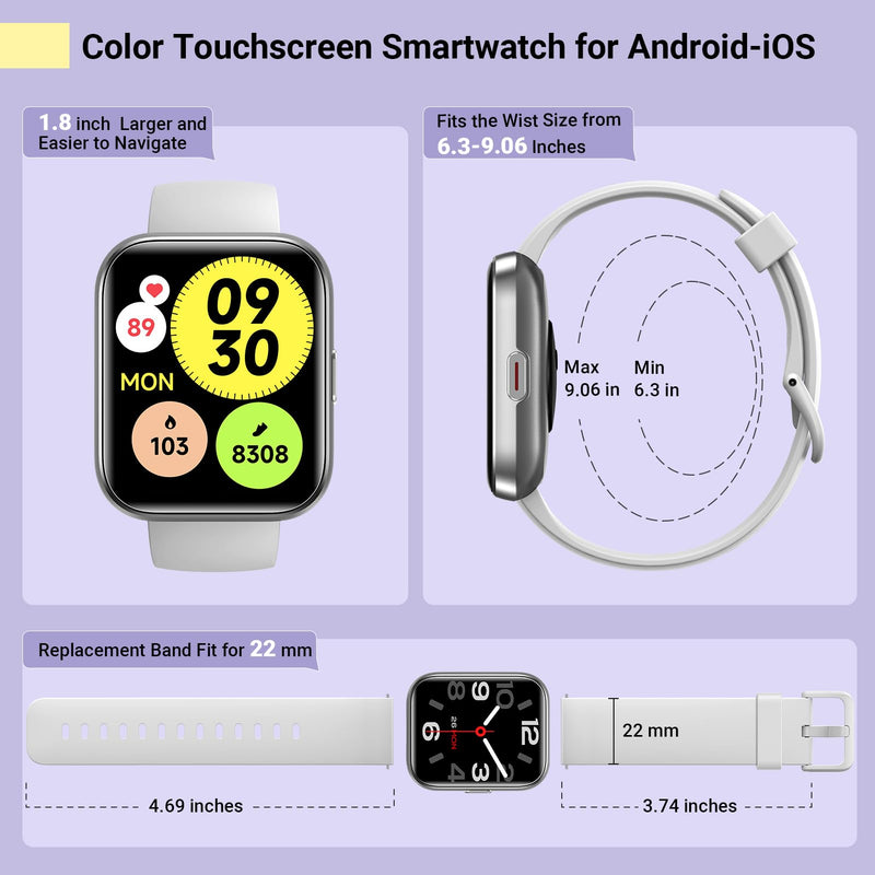 Smart Watch for Women Answer/Make Calls, 1.8'' Fitness Tracker Watch Alexa Built-in, Sleep Heart Rate Monitor, 2024 Ladies Smartwatches 120 Sport Modes 110 Dials, for Android iOS Phone, 2 Packs