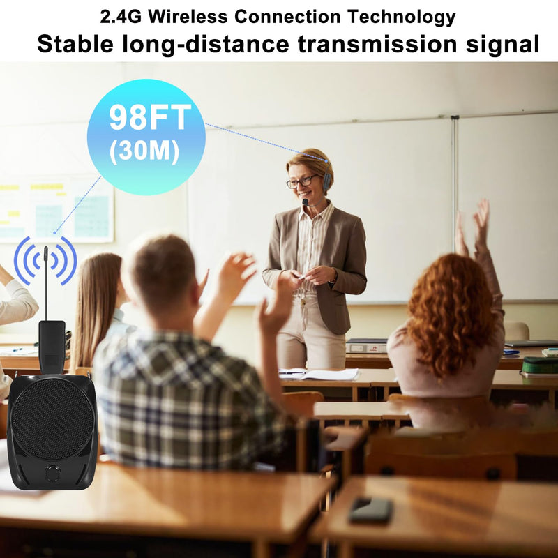 [AUSTRALIA] - Wireless Microphone System for 4 People,2.4G Wireless Headset Mics and Handheld Mics 2 in 1,Ideal for Speakers,Voice Amplifier,PA System,Teacher,Tour Guides,Fitness Instructor 
