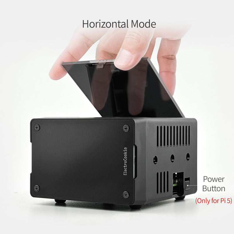 ElectroCookie Mini PC Case for Raspberry Pi 5 with M.2 NVMe SSD PCIe HAT and Active RGB Lighting Cooler (Black Case + M.2 HAT[X1001]) 2. Black Case + M.2 HAT (X1001)
