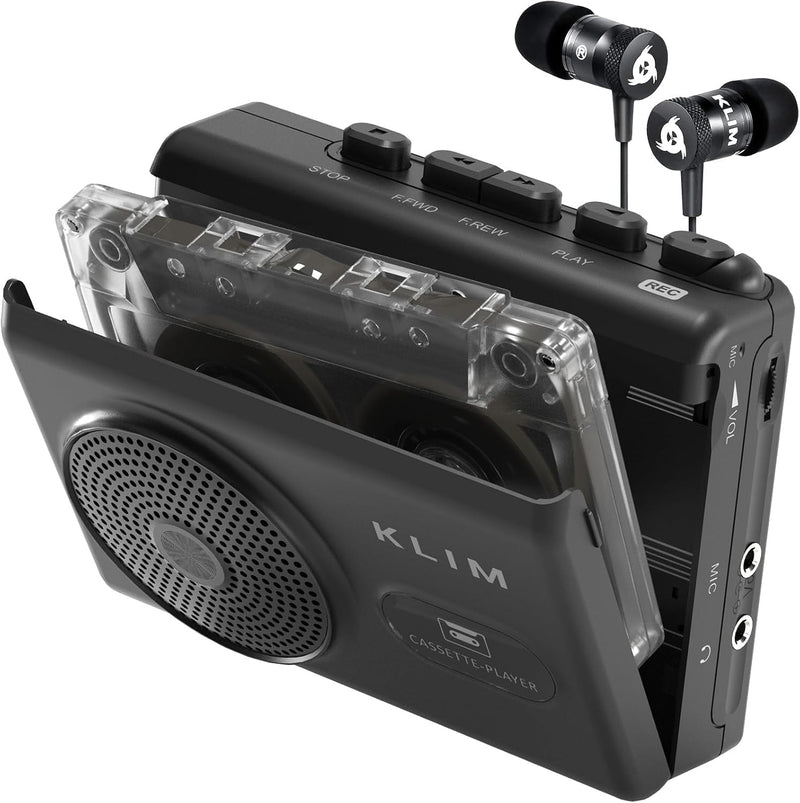 [AUSTRALIA] - KLIM K9 Cassette Tape Player – Portable Cassette Player & Tape Recorder with Built-in Speaker & Microphone, Headphone Jack, AA Batteries (Included)/AC Powered, Includes Earphones 