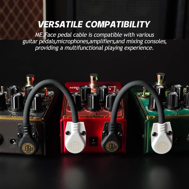 11.8In ME.Face Pedal Cable, 1/4 Inch Angle/Angle (Reverse) Performance Guitar Effect Pedal Cable, Guitar Patch Cables (ME.Face Black) 11.8in -Black