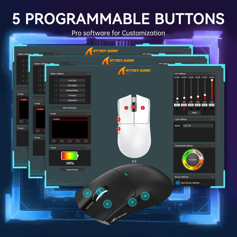 ATTACK SHARK M36 HE Gaming Keypad & X11 Wireless Gaming Mouse Combo, 36-Key Magnetic Switch Keyboard, 8000Hz Polling Rate, 0.01mm Rapid Trigger, PAW3311 Sensor, 22,000 DPI, RGB Dock, Gradient Black