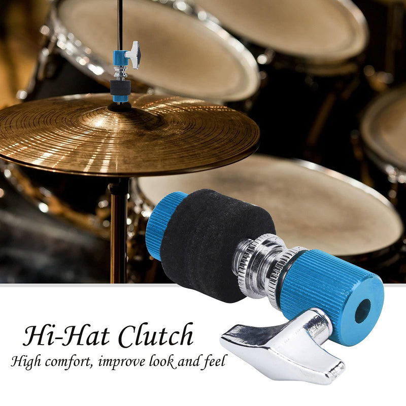LiebeWH Hi‑Hat Clutch, Aluminum Alloy Jazz Drum Cymbal Rack Holder Instrument Playing Accessories with Self Locking Knob(blue) blue
