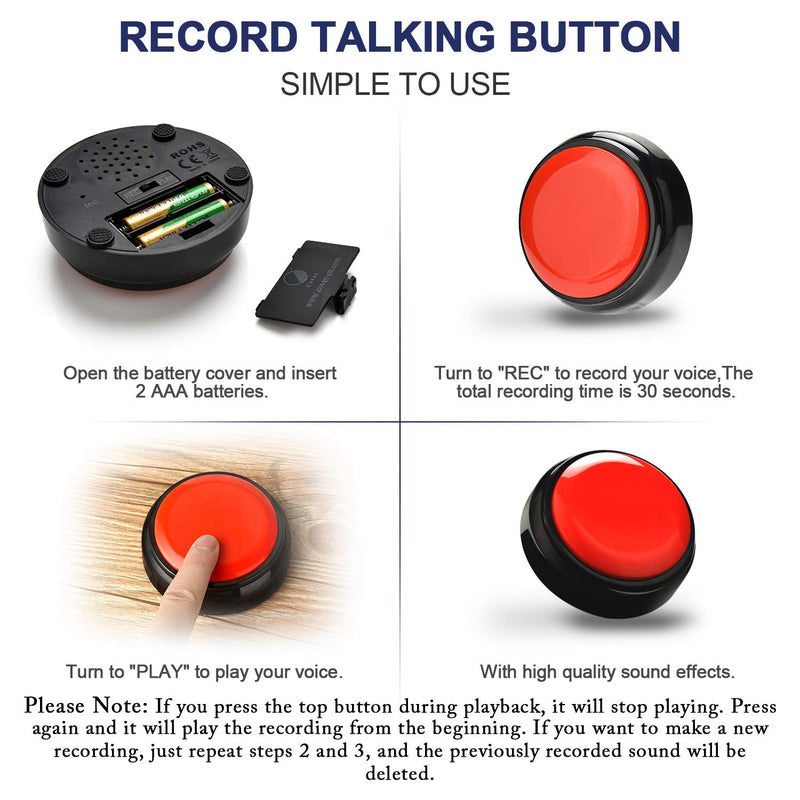[AUSTRALIA] - Record Talking Button Easy Button Recording Voice Button Funny Office Gift Multifunctional Dog Buttons Talk for Communication-Classroom-Friendly Recordable Sound Buttons Recordable Button Buzzer 