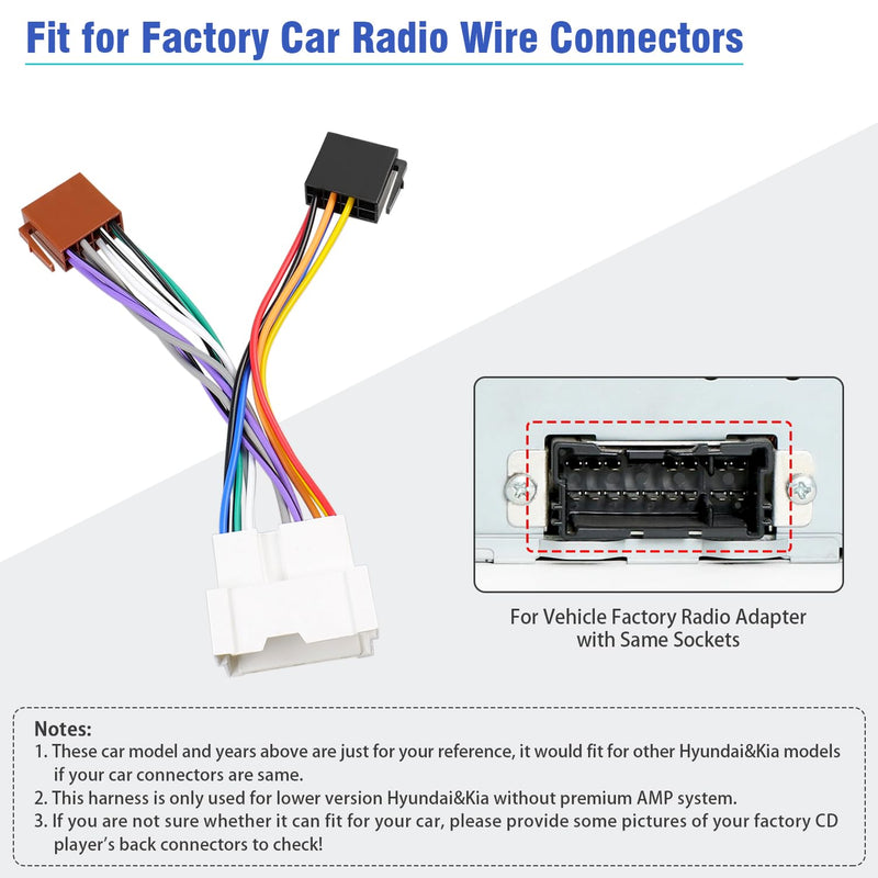 [AUSTRALIA] - Radio Wiring Harness for Hyundai Stereo Connector, 16Pin Car Radio Wire Harness Adapter Compatible with Elantra Sonata Accent Tucson Kia Rio Sedona Spectra 
