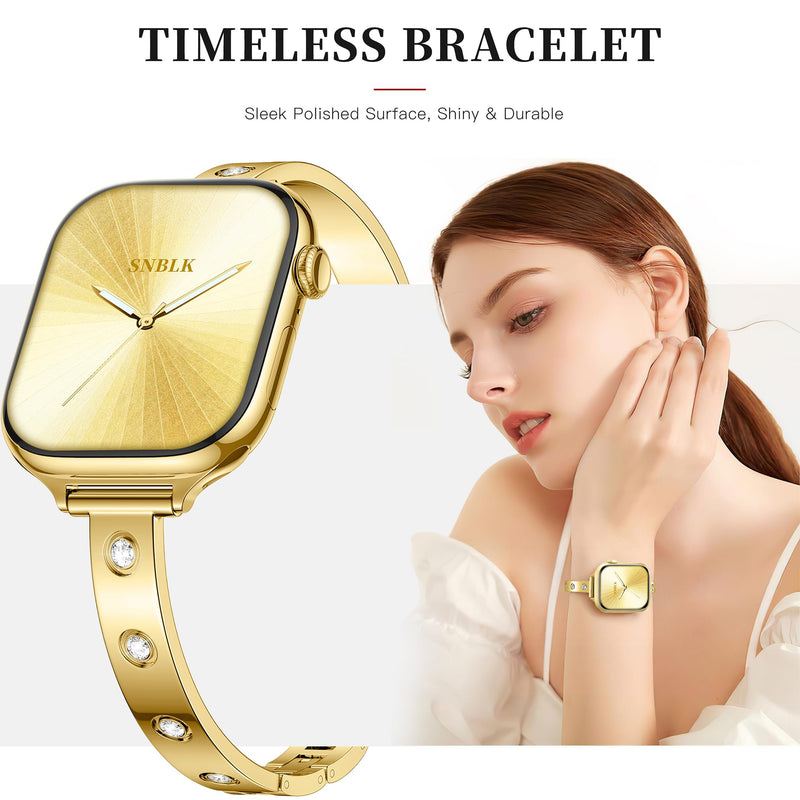 SNBLK 2 Pack Dressy Metal Bands Compatible with Apple Watch Bands for Women 40mm 42mm 41mm 38mm 44mm 46mm 45mm 49mm
