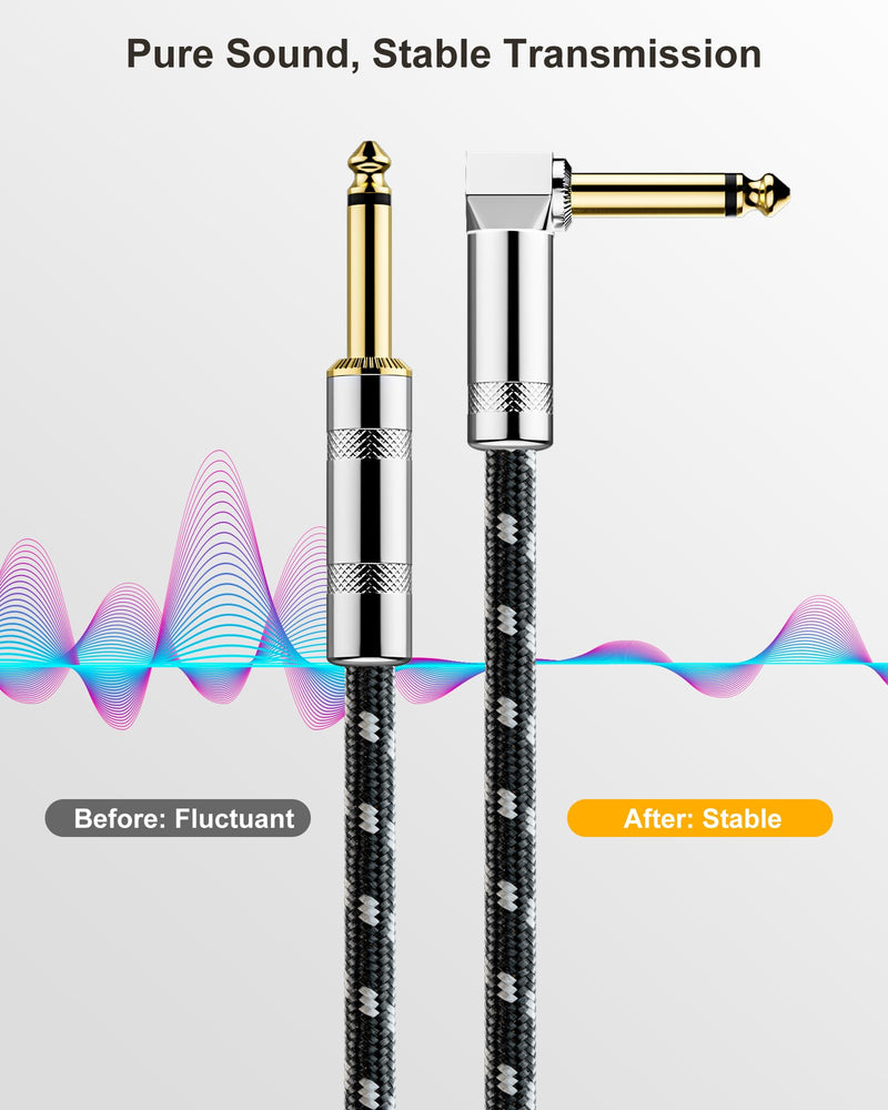 Instrument Cable 15ft(4.5M),Nylon Braided Electric Guitar Cable with 1/4 Inch TS Right Angle to Straight, Amp Cord,Guitar Aux Cord with 22AWG OFC Core for Mixer,Microphone,Mandolin,Pro Audio 15 Feet Right Angle& Straight 22AWG