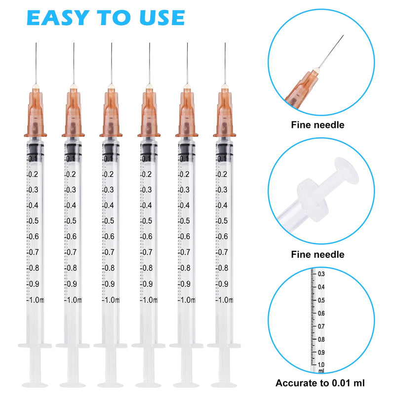 Pack of 50 1 ml Syringes, Plastic Syringes with Caps, Independent Seal Packaging, Minimum Scale 0.01 ml, for Feeding Animals, Liquid Measurement for Laboratory, Industrial Precision Application White