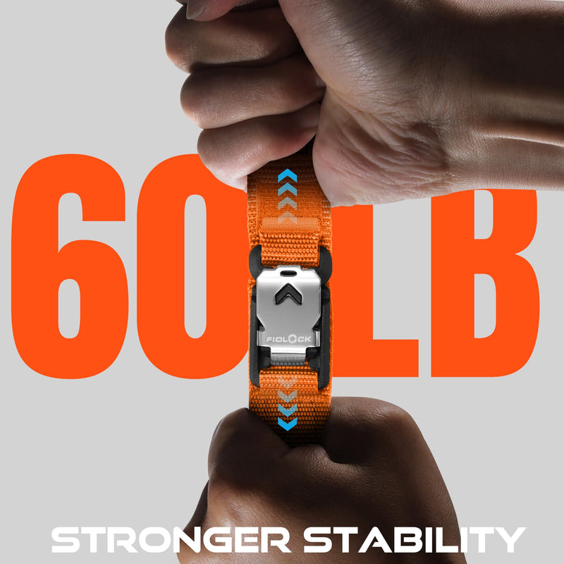 Bandletic Fidlock Magnetic Band Compatible with Versa 4/3 & Sense 2/Sense | Fidlock Magnetic V-Buckle Snaps On/Off in One Second, For Cycling, Hiking, Camping & Running, Men Women Orange Medium