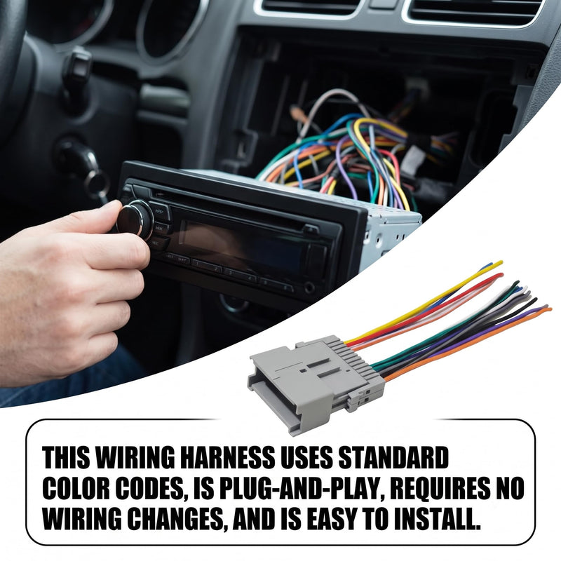 Car Radio Audio Receiver Wiring Harness Kit, Aftermarket Stereo Connection Wire Cable Plug with Antenna Adapter, Stereo Wiring Harness, Audio Modification Accessories for Most Vehicle Model