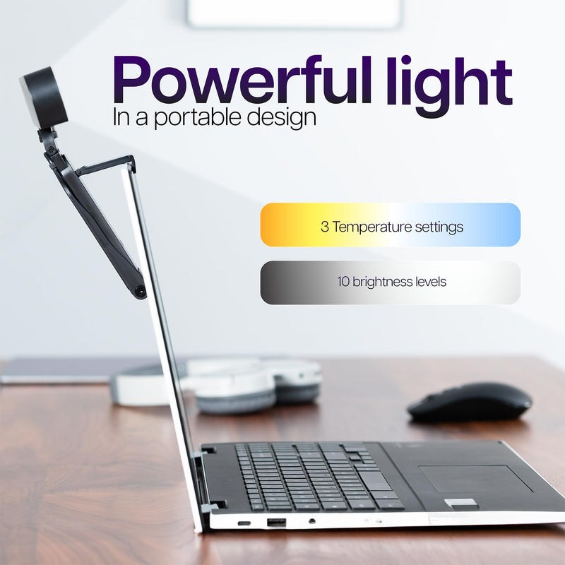 Life Finds Webcam Light for Streaming on Monitor or Laptop, Freestanding Video Conference Lighting, USB-C Connectivity, Remote Control Included, Black, LF-WL1