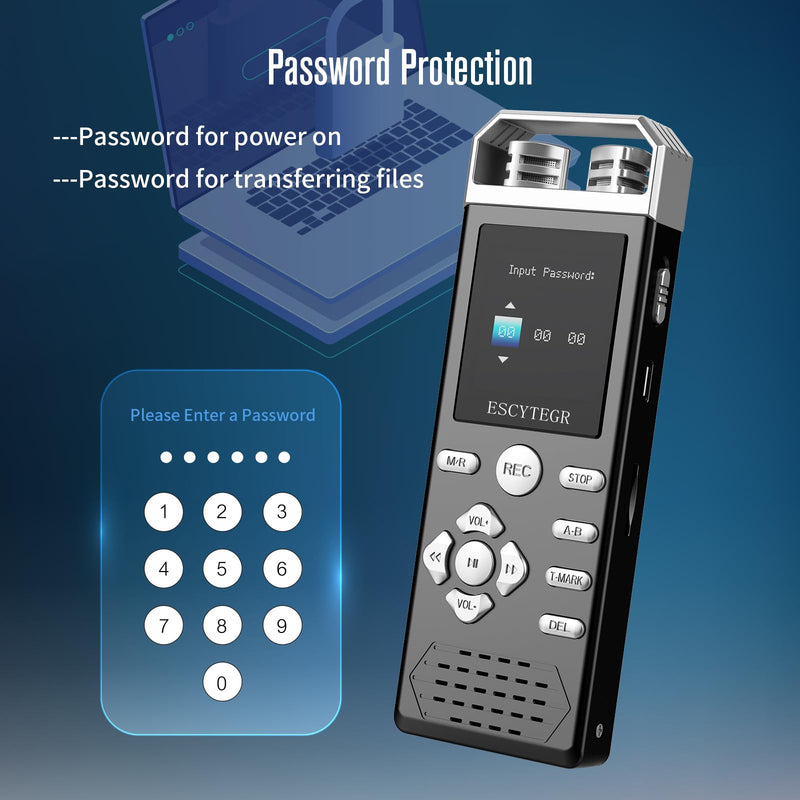 80GB Digital Voice Activated Recorder 1536KBPS Audio Voice Recorder with Playback Recording Device Dictaphone Sound Tape Recorder with Password Protection for Lectures,Meetings 80GB