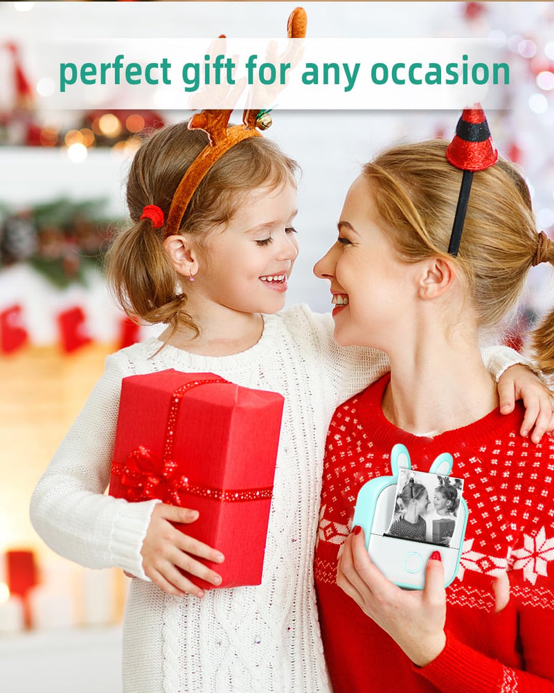 [AUSTRALIA] - Memoqueen Mini Sticker Printer T02 Pocket Portable Bluetooth Thermal Printer with 3 Rolls Paper for Journal, Memo, Photo, DIY Scrapbook, Travel, Children Gifts, Compatible with iOS & Android, Green 1 Printer & 3 Rolls Paper 