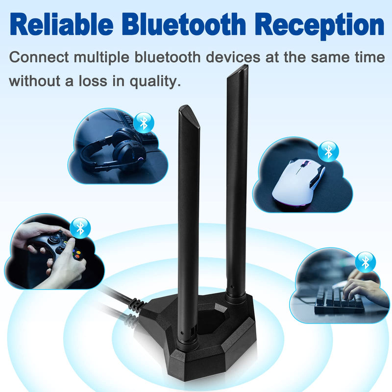 Eightwood Dual Band WiFi Antenna 2.4GHz 5GHz RP-SMA WiFi Antennae | 6.5ft Extension Cable, for PC Desktop Computer PCI PCIe WiFi Bluetooth Card Motherboard Wireless Network Router 8dbi wifi antenna