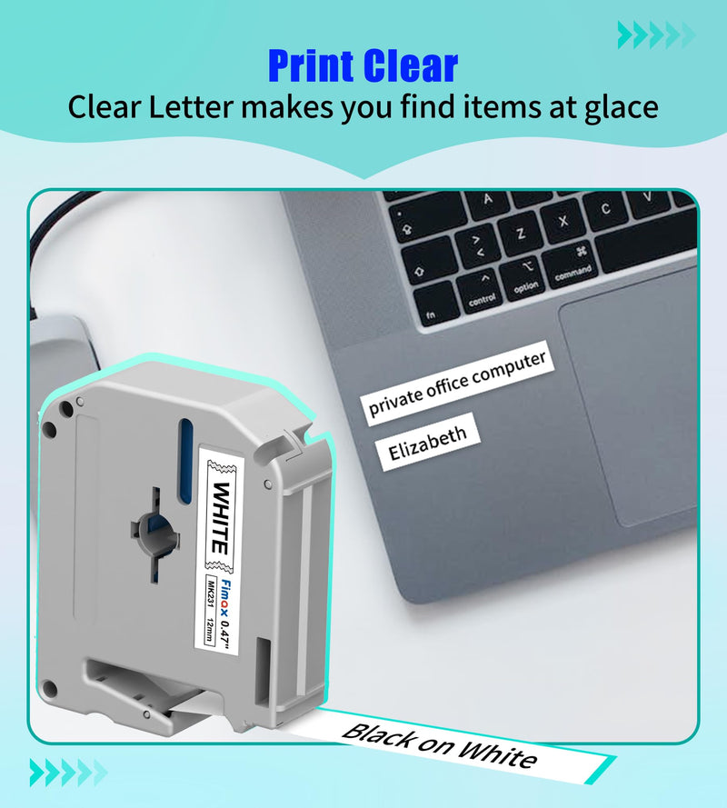 [AUSTRALIA] - M-K231 Replacement for Brother M Tape 12mm 0.47'' White, M-K231s MK231s M231 Label Tape Replace for Brother PTouch PT-M95, PT-90, PT-70, PT-65, PT-60, PT-45 Label Maker Refills, 3 Pack 