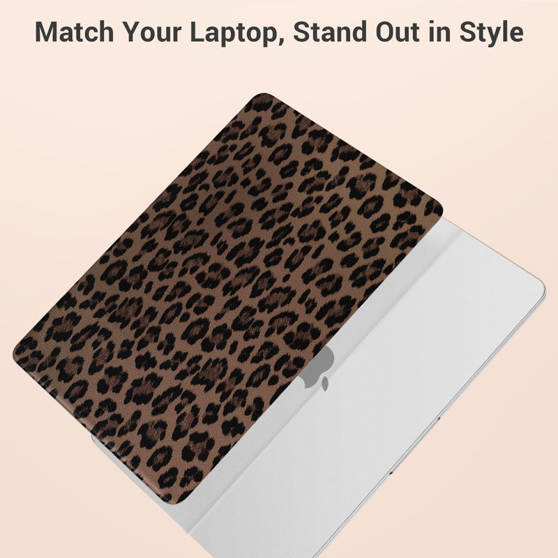 MOSISO Compatible with MacBook Neo Case 13 inch 2026 A3404 A18 Pro Chip | Fingerprints Resistant Cheetah Spots PU Leather Coated Protective Hard Shell Case & Keyboard Cover, Brown