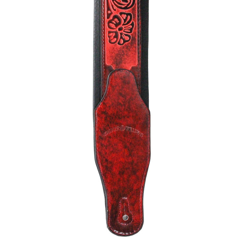 Walker & Williams GB-122 Black Cherry Padded Guitar Strap with Texas Star and Skull Design For Acoustic, Electric, And Bass Guitars