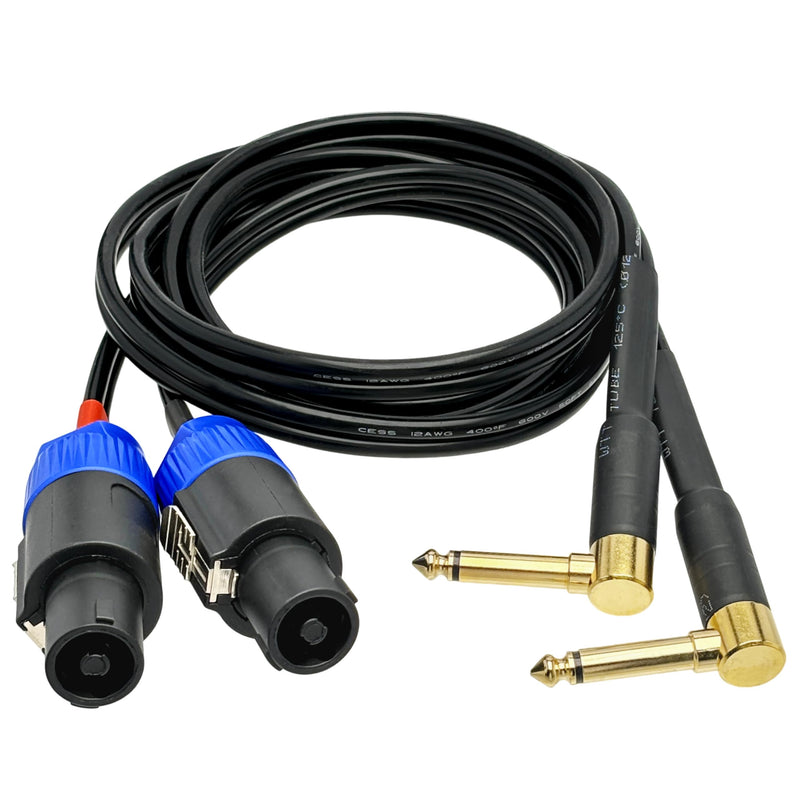 CESS-133-3f Right-angle 1/4 Inch TS Plug to Speakon Speaker/Amplifier Cable, 2 Pack (3 Feet) 3 Feet