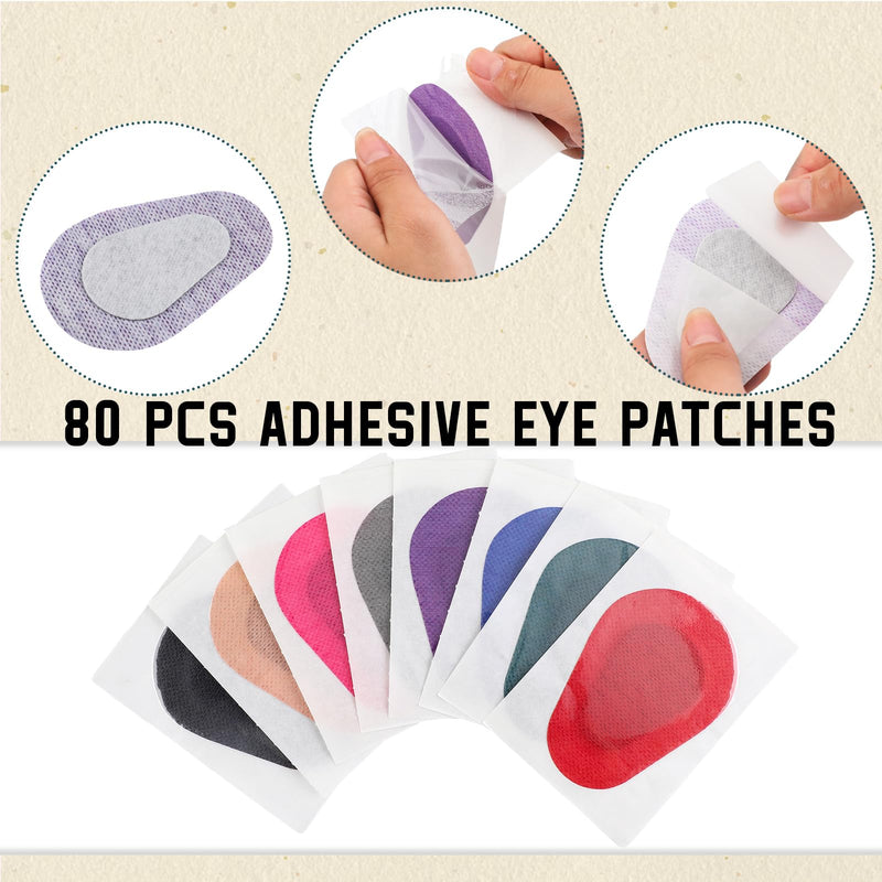 80 Pcs Adhesive Eye Patches, Eye Patches for Adults Eye Pad Disposable Eyepatch Latex Free Adhesive Bandages for Baby Kids (Mixed Colors,3.3 x 2.3 Inch) Mixed Colors 3.3 x 2.3 Inch